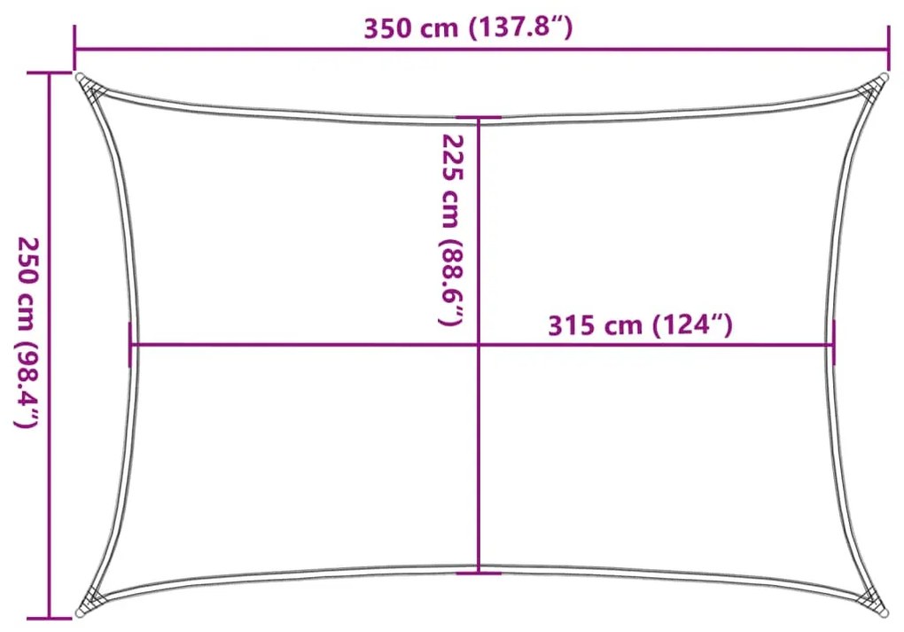 piros HDPE napvitorla 160 g/m² 2,5 x 3,5 m
