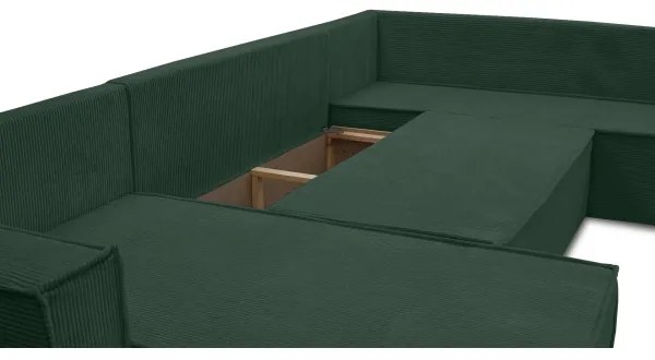 Univerzális, kihúzható U-alakú sarokülőgarnitúra LONDON, zöld