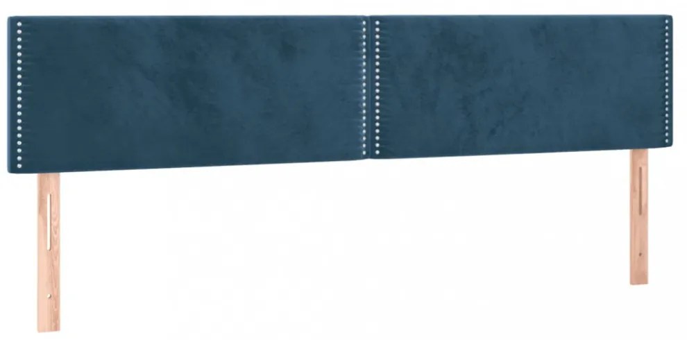 sötétkék bársony LED-es fejtámla 200x5x78/88 cm