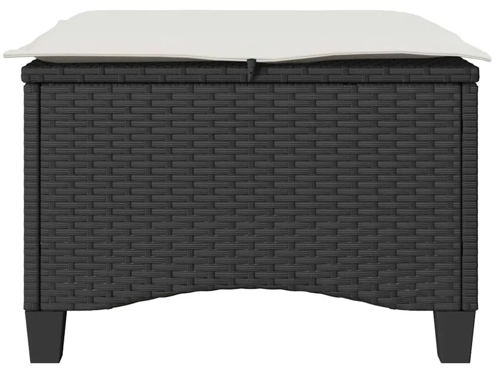 2 db fekete polirattan kerti székek párnákkal 55x55x36 cm