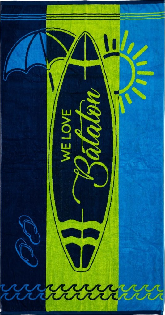 BALATON Strandtörölköző kék-zöld 2024 160x86cm