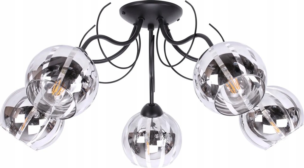 Mennyezeti lámpa króm csíkokkal bevont lámpaernyőkkel Eliza étkezőbe