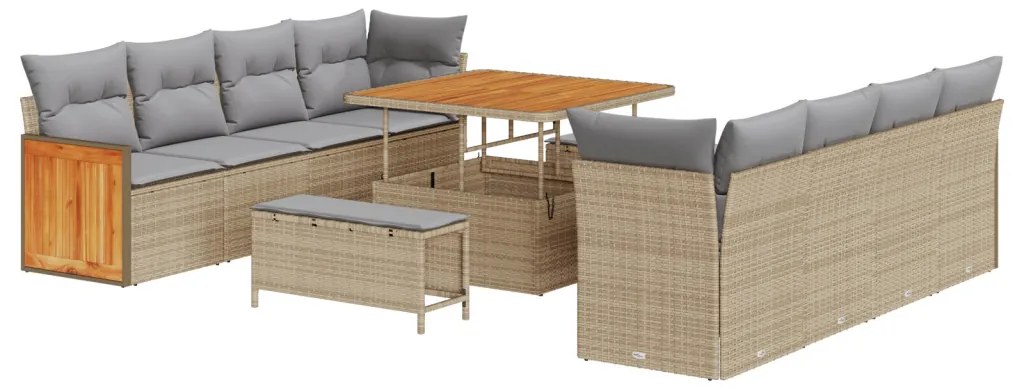 Kerti Kanapé Szett 11 pcs Bézs 100 x 100 x 71 cm polirattan