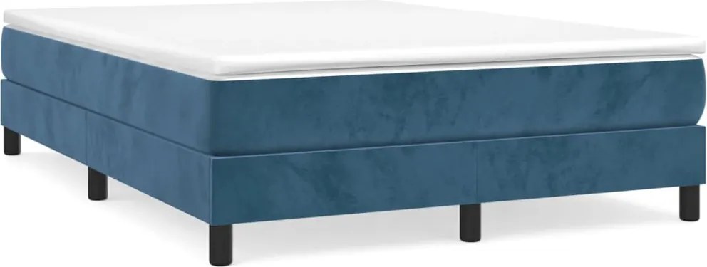 vidaXL sötétkék bársony rugós ágy matraccal 140x200 cm