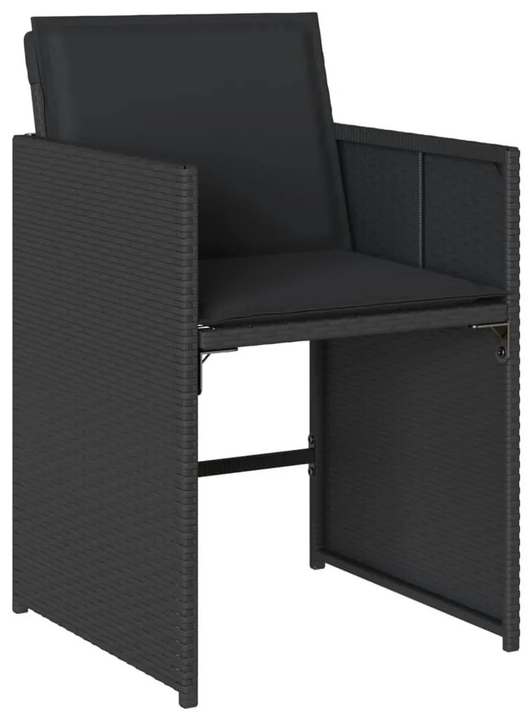 vidaXL 17 részes fekete polyrattan kerti étkezőgarnitúra párnákkal