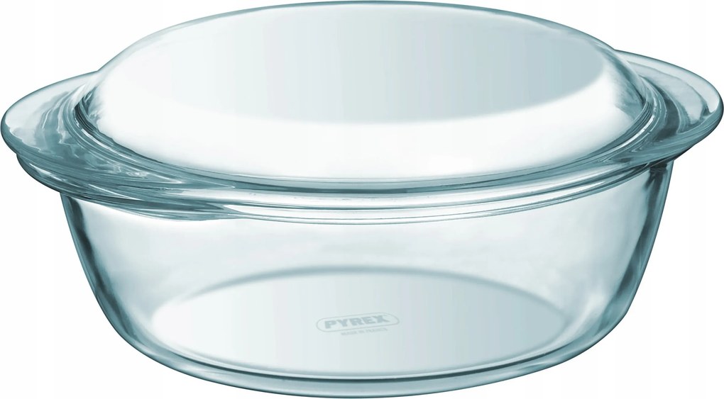 Hőálló edény fedővel Pyrex sütőhöz 1,3L Kerek