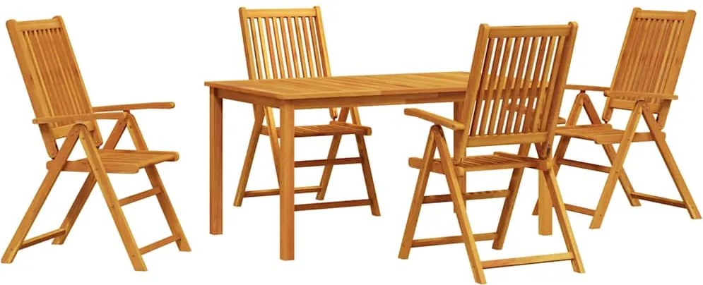 vidaXL Kert étkező szett 5 pcs Barna Tömör Akácfa