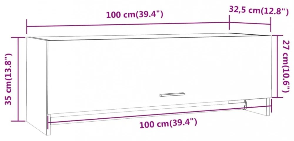 füstös tölgy színű szerelt fa ruhásszekrény 100 x 32,5 x 35 cm