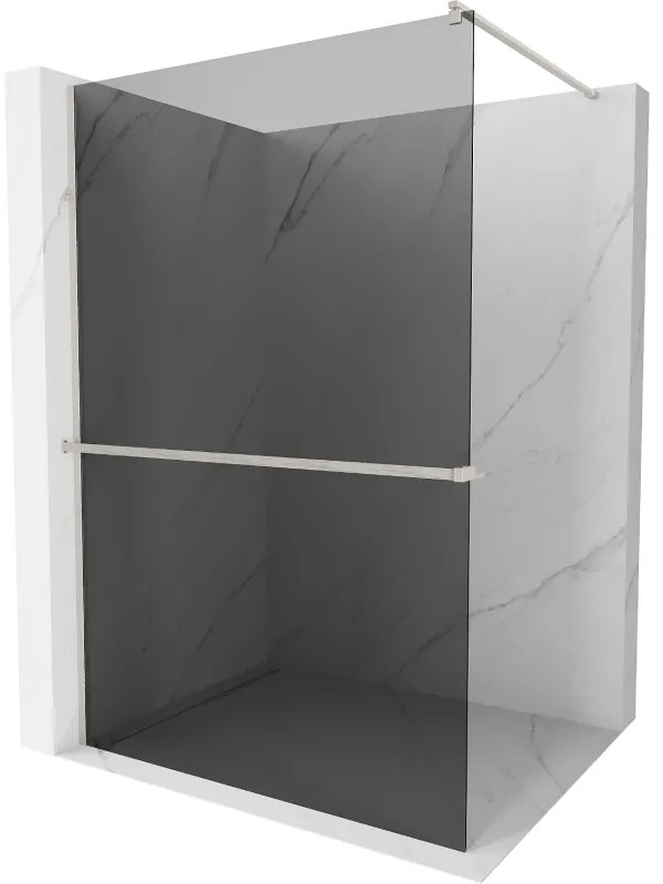 Mexen Kioto+, Walk-In zuhanyparaván polccal és akasztóval 80 x 200 cm, 8mm szürke üveg, csiszolt acél profil, 800-080-121-97-40