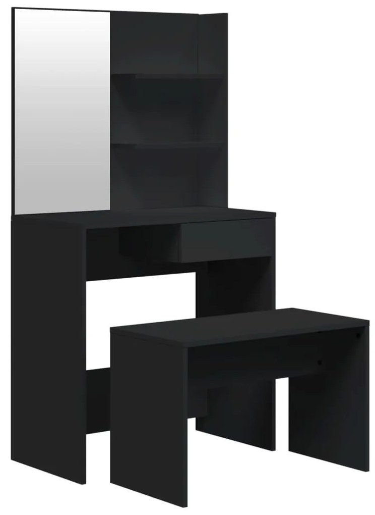 fekete fésülködőasztal szett 74,5 x 40 x 141 cm