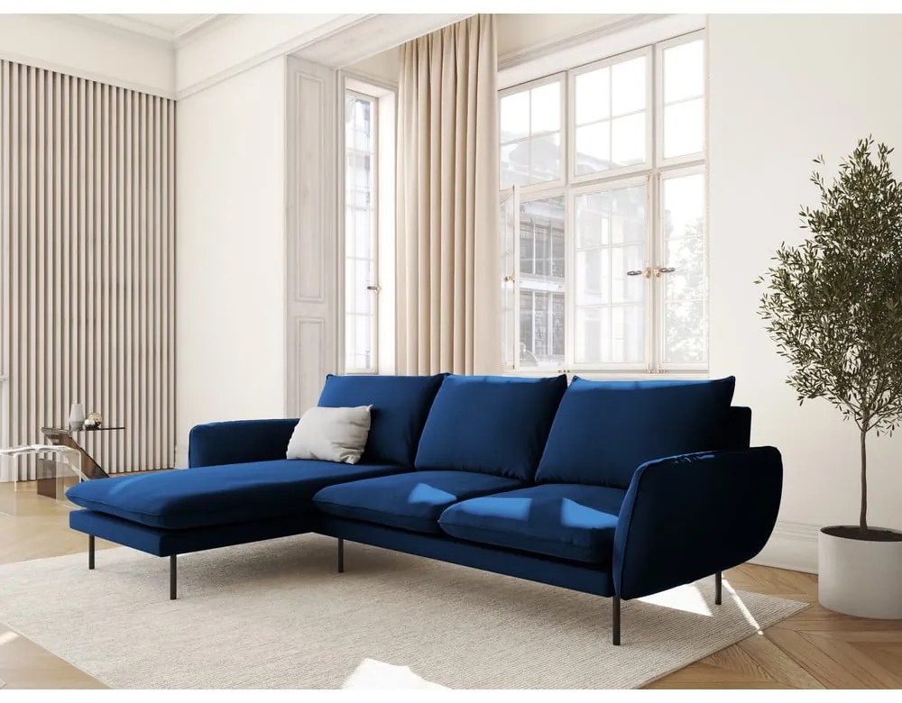 Kék bársony sarokkanapé (bal oldali) Vienna – Cosmopolitan Design