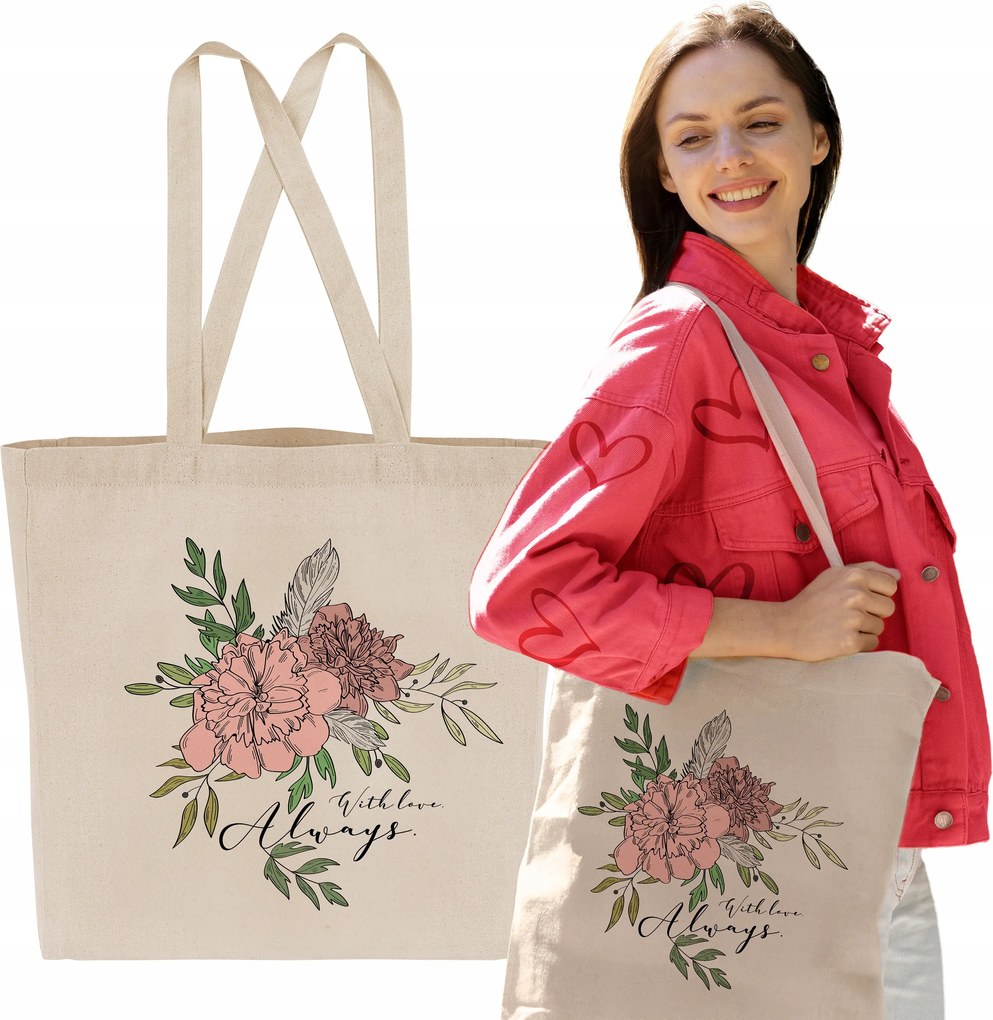 Bevásárlótáska 38x8x42 cm 145g Valentin Napra Nőnapra With Love Always.
