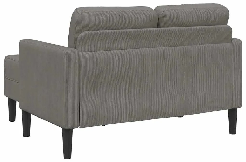 világosszürke vászon 2 üléses kanapé L-alakú kanapéval 125 cm