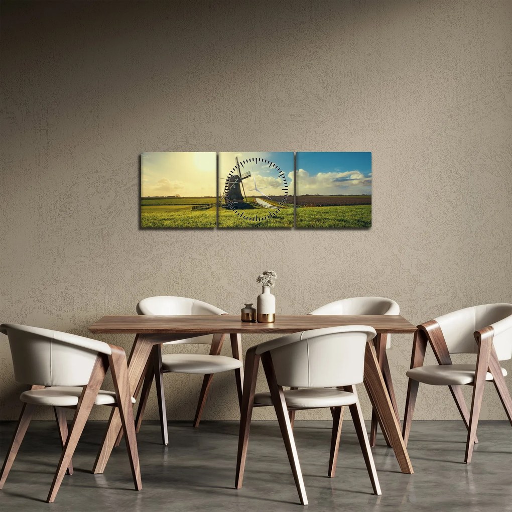 Kép - Szélmalom (órával) (90x30 cm)