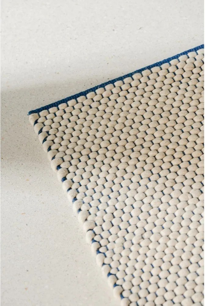 Kék-bézs kézi szövésű gyapjú szőnyeg 200x300 cm Lenu – noo.ma