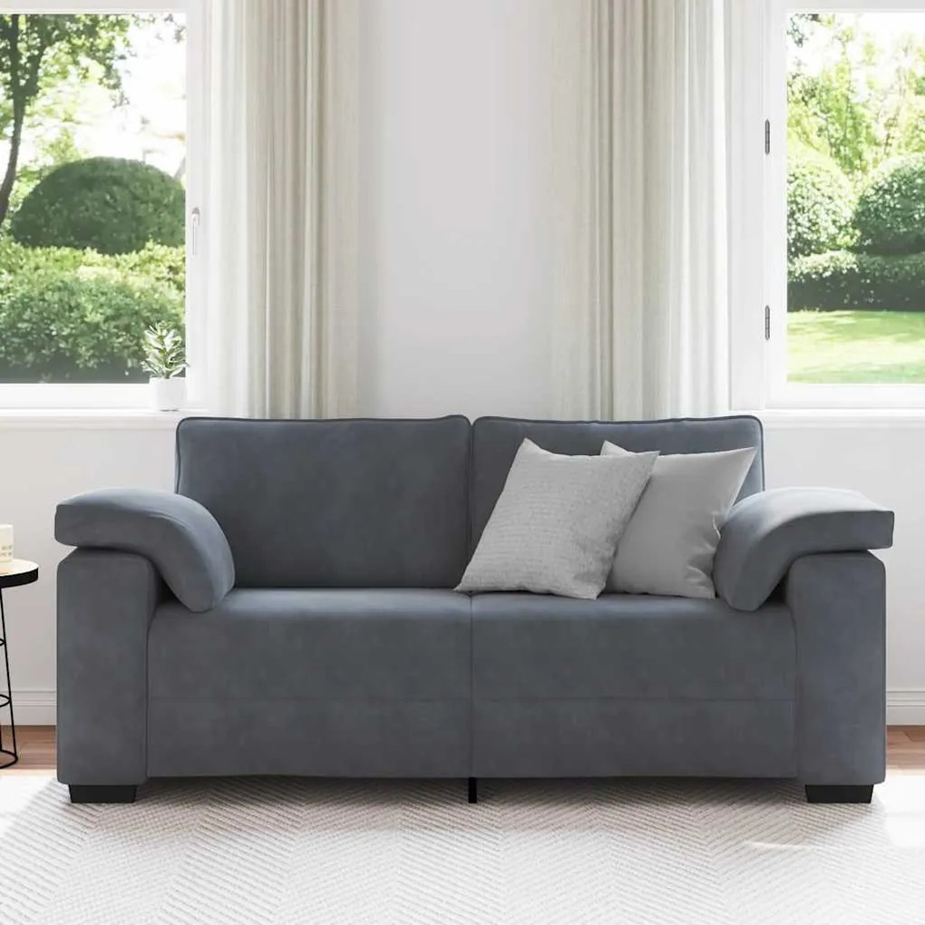 sötétszürke bársony loveseat kanapé 140 cm