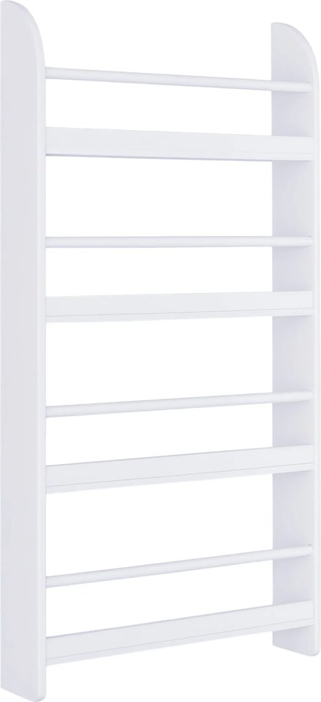 HOMCOM Fali Polc 4 Polccal Gyerek Könyvespolc Otthoni Irodához, 30kg teherbírás, 59x12x113 cm, fehér | Aosom