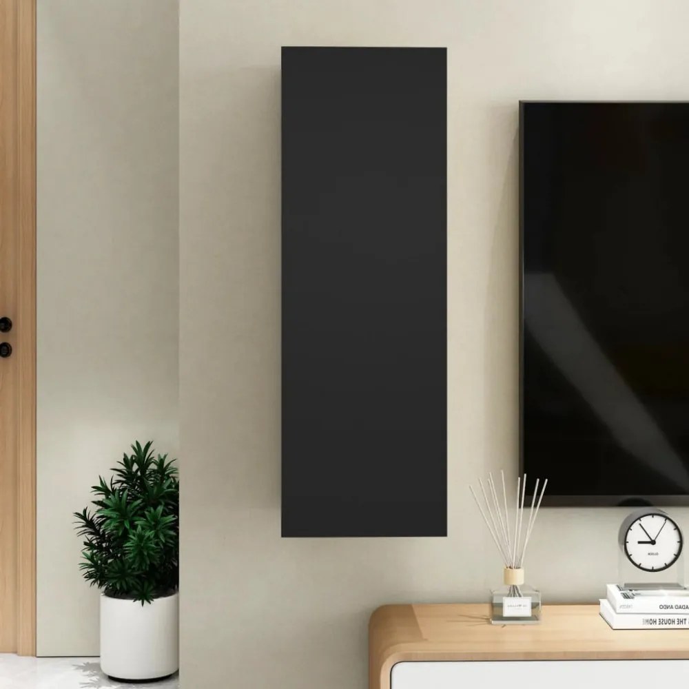 fekete szerelt fa TV-szekrény 30,5 x 30 x 90 cm