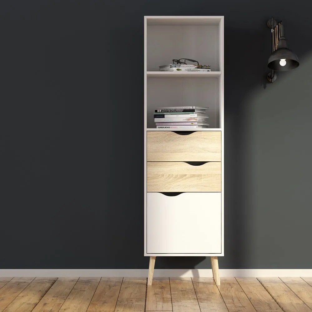Oslo fehér könyvespolc, 50 x 171 cm - Tvilum