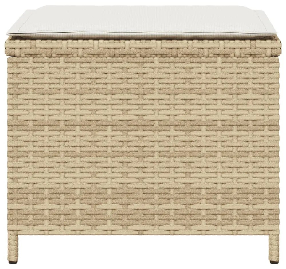 4 db bézs polyrattan kerti szék párnával 41 x 41 x 36 cm