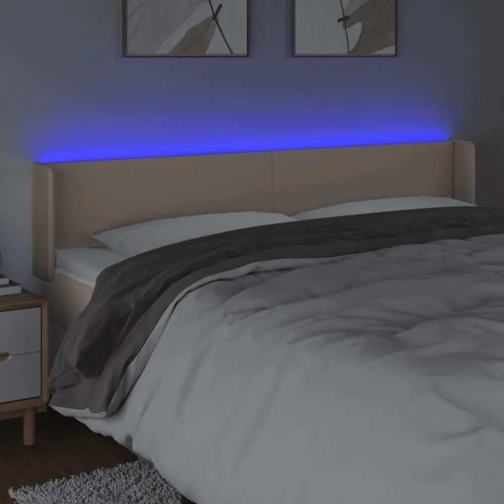 cappuccino színű műbőr LED-es fejtámla 203x16x78/88 cm