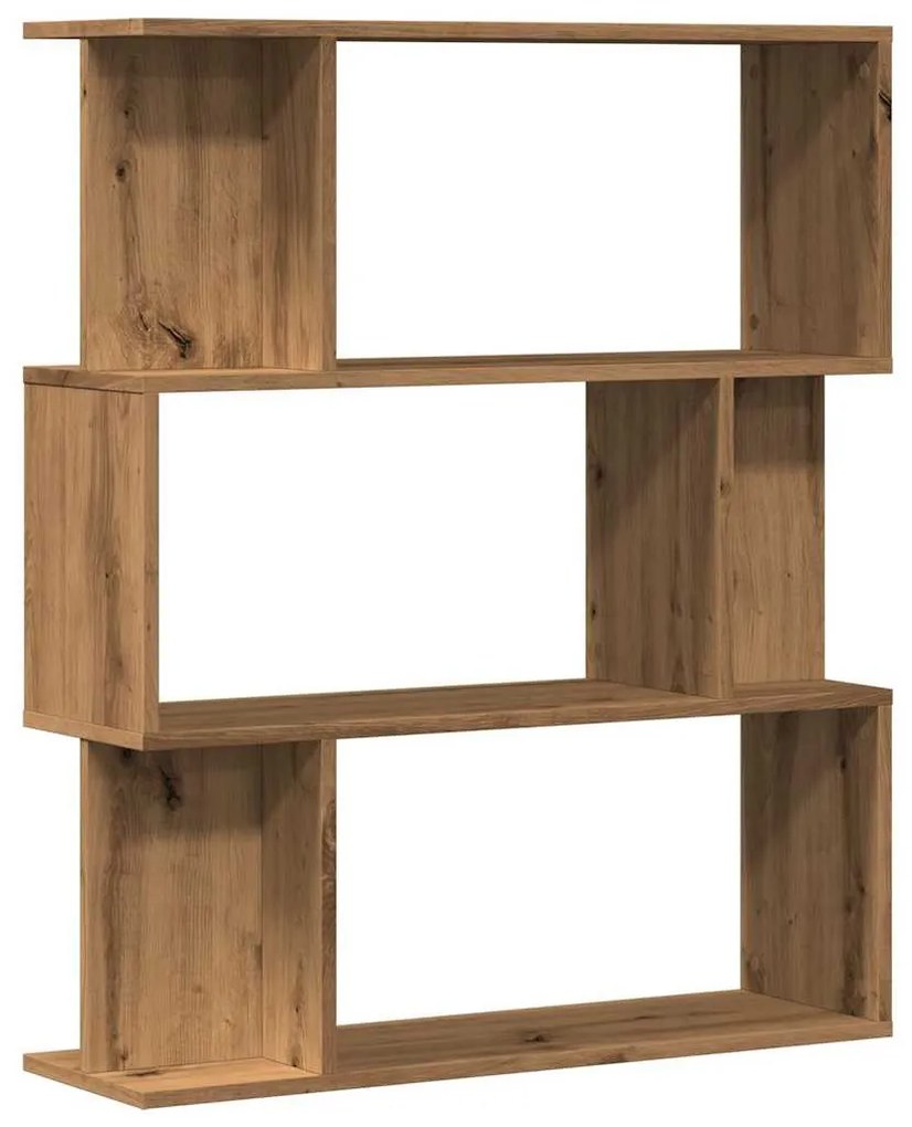 kézműves tölgy színű szerelt fa könyvszekrény 80x24x96 cm
