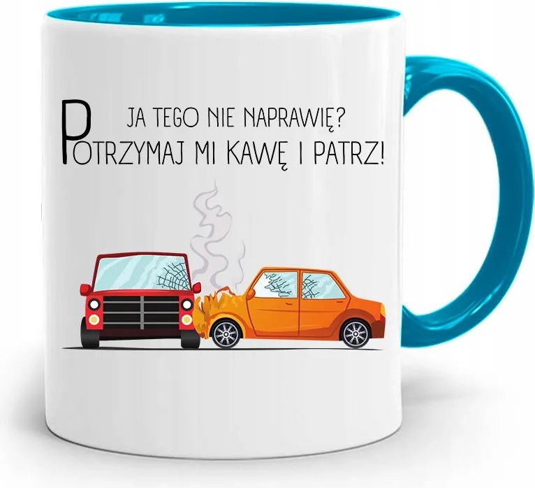 Kék Mechanika Bögre Tartsa Meg A Kávét fényképes nyomtatással