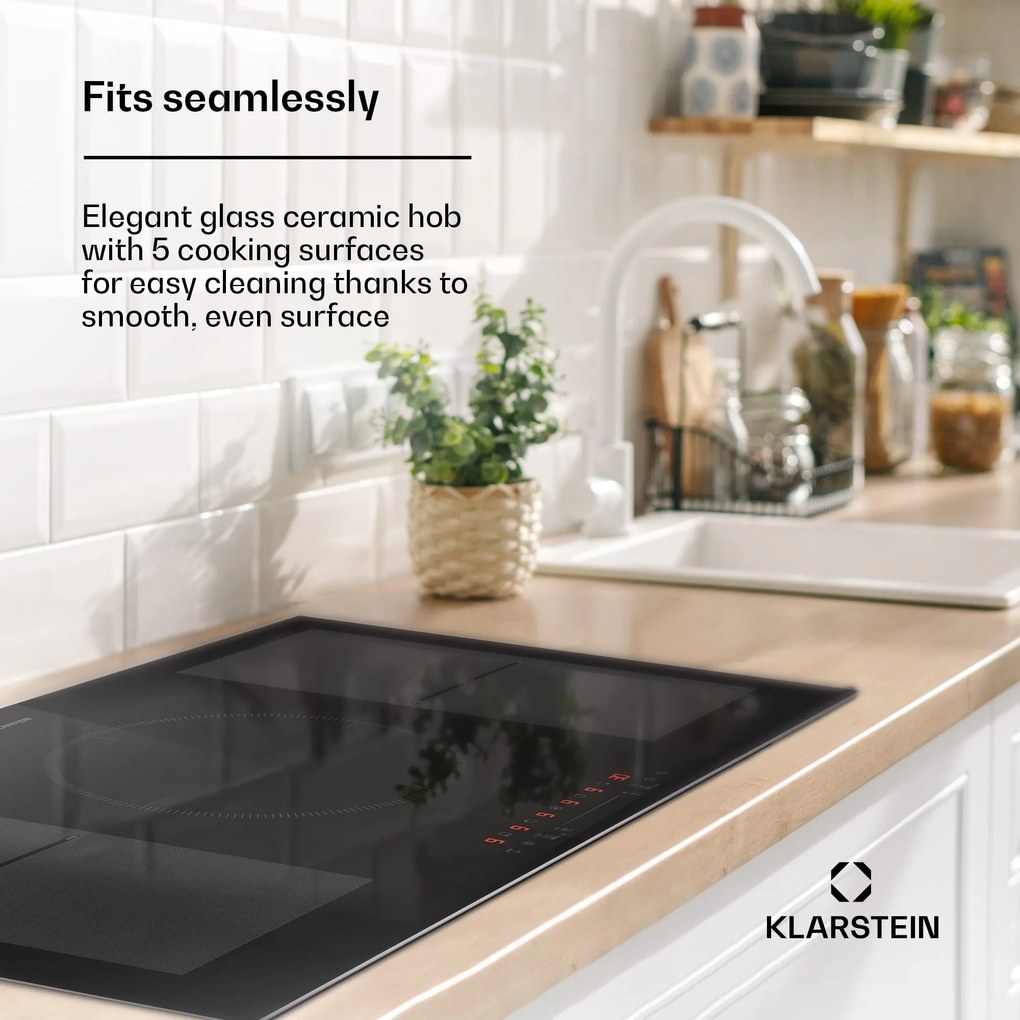 Klarstein Delicatessa 90 Hybrid Prime beépített indukciós főzőlap 5 zóna, 7200 W önellátó