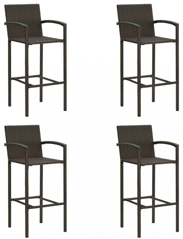4 db barna polyrattan bárszék