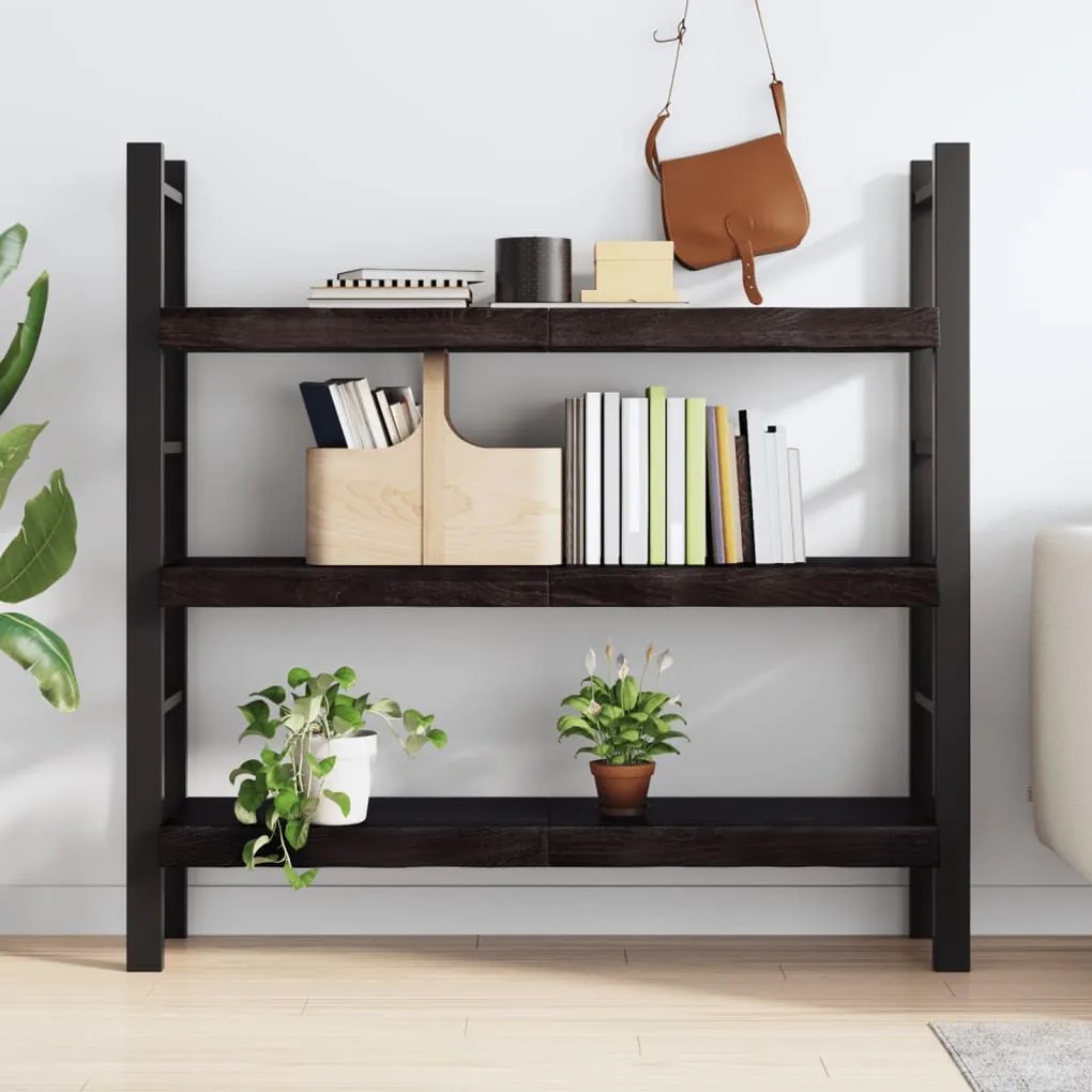 sötétbarna kezelt tömör tölgyfa fali polc 120 x 40 x (2-6) cm