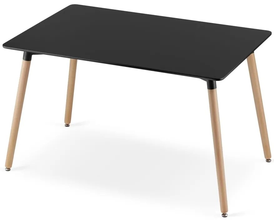 Étkező garnitúra 1 + 4, fekete ADRIA asztal 120x80 cm + bézs BALI MARK szék fekete lábakkal