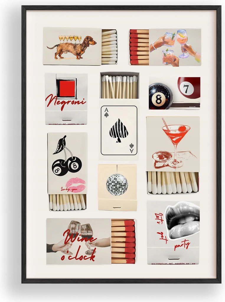 Vászonkép Matchbox Collage Poszter Fa keret Fekete 30x42 cm