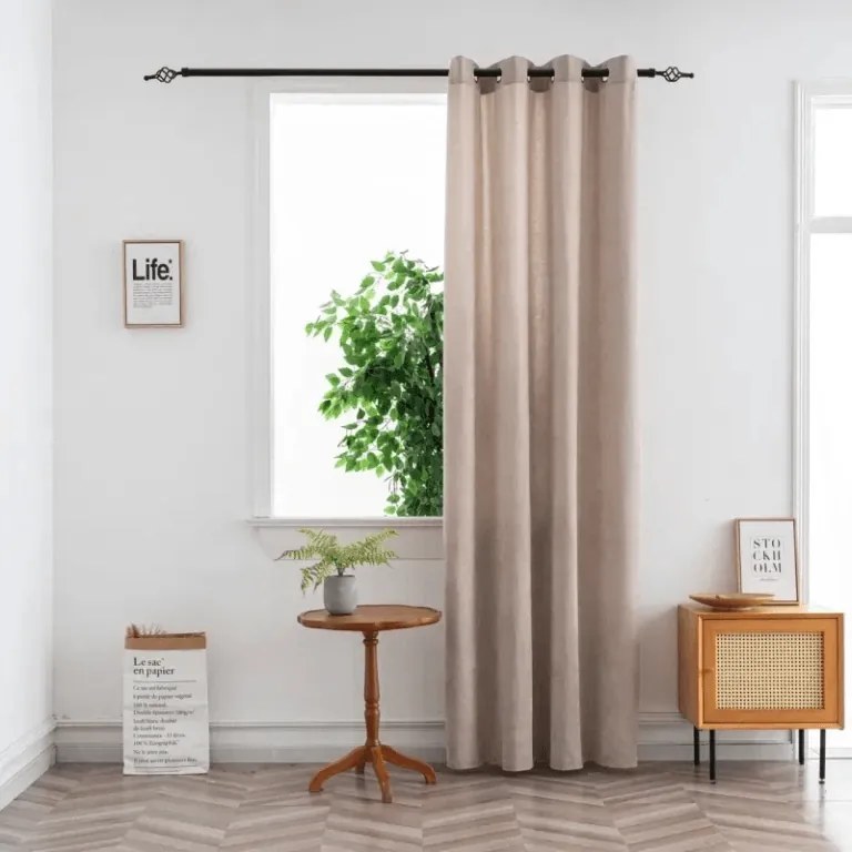 Függöny TAVIO 140x250 cm, világos bézs Felfüggesztés: Hullámos sínszalag
