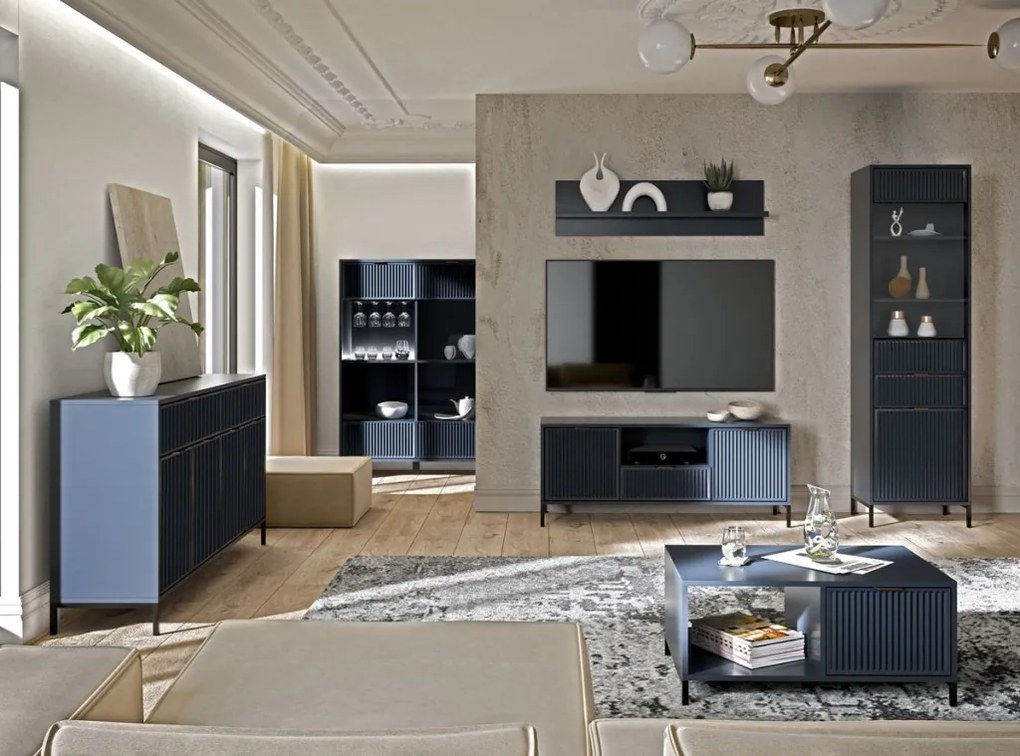 ELEGANZO LS-5 magasvitrin sötétkék színben