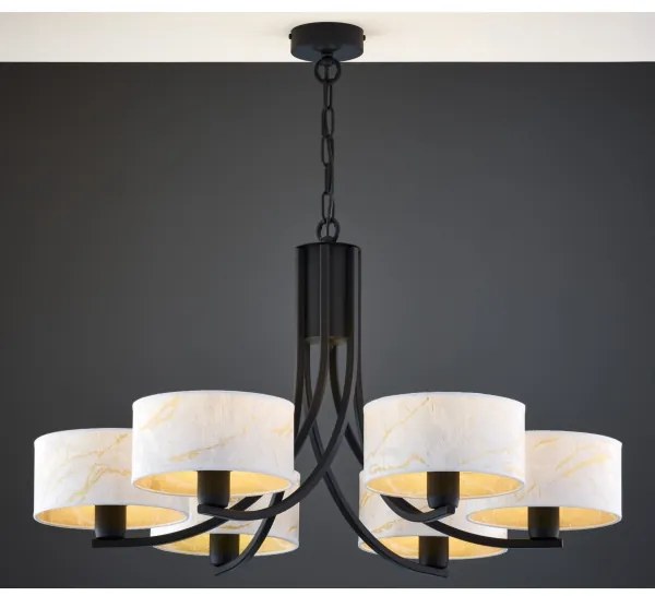 Jupiter 2105 - ARTHUR láncos csillár 6xE27/15W/230V fehér/fekete/márvány dekor