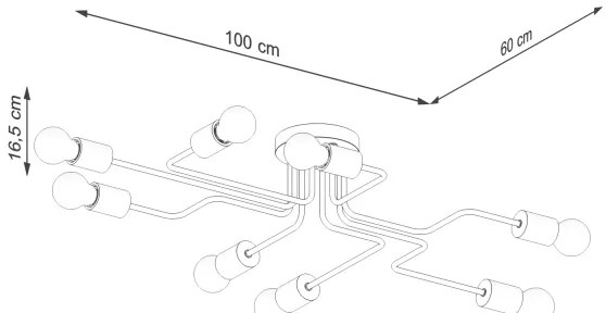 Sollux SL.1671 - Felületre szerelhető csillár TIMBO 8xE27/15W/230V fekete/bézs/bükkfa