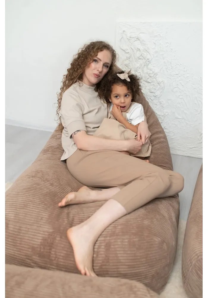 Krémszínű kordbársony babzsákfotel Snug 130 – SLOWDOWN