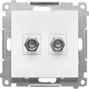 Simon 55 Dupla Antenna aljzat F típus Süllyesztett Fehér Matt