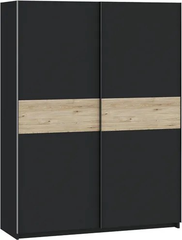 BERNO ruhásszekrény, 150 cm | Antracit + hickory tölgy