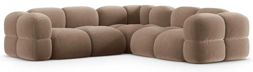 Barna bársony sarokkanapé Loretto – Cosmopolitan Design