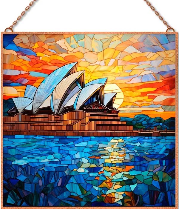 Sydney Operaház-Ólomüveg stílusban üvegkép, falikép