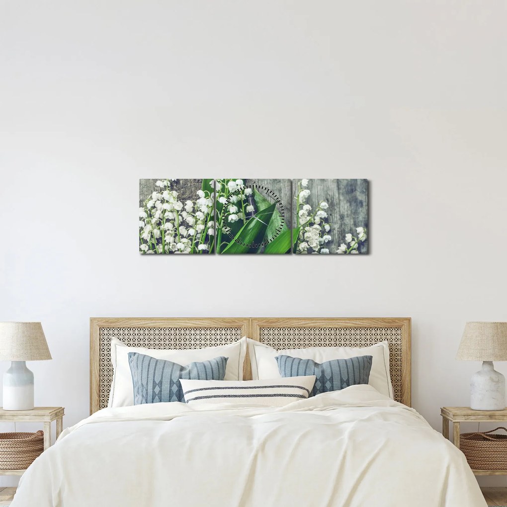 A gyöngyvirág képe (órával) (90x30 cm)