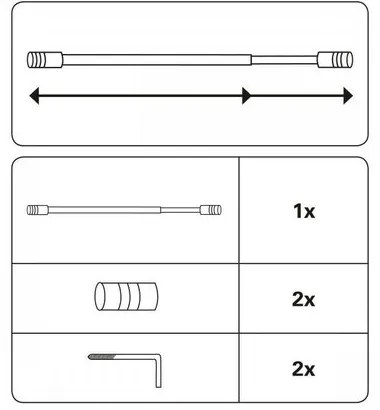 Kihúzható vitrázsrúd 10 mm henger rozsdamentes acél , 40 - 65 cm, 40 - 65 cm