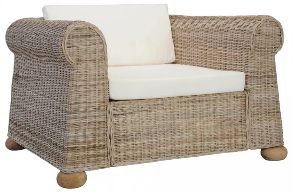 természetes rattan fotel párnákkal