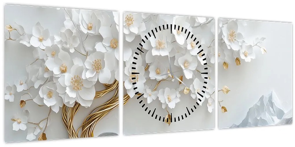 Kép – 3D elegáns életfa (órával) (90x30 cm)