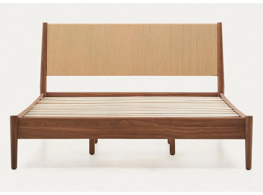 Sötétbarna franciaágy ágyráccsal 160x200 cm Elan – Kave Home