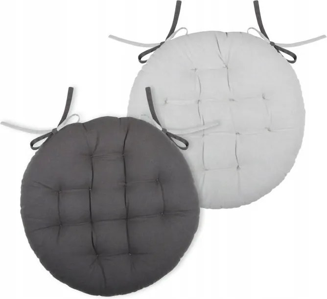 Székpárna kétoldalas kerek Duo 38 cm szürke ezüst pamut Boho