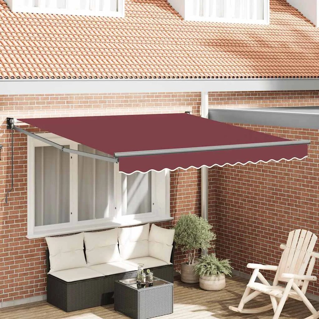 Burgundi vörös kézzel kihúzható napellenző 300 x 250 cm