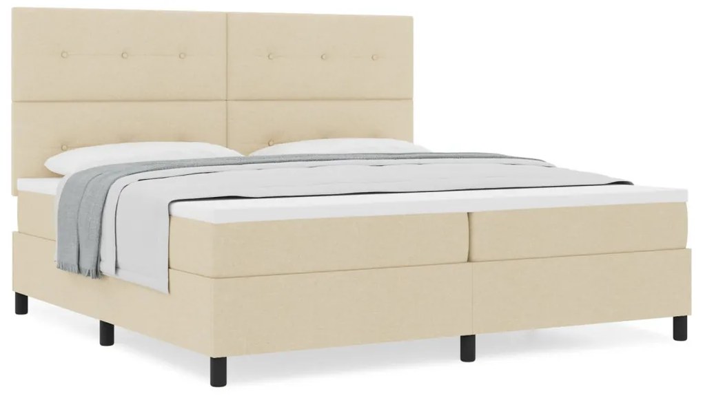 Boxspring ágy matraccal Krém 200x200 cm Szövet