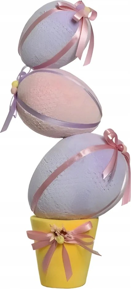 Dekoratív Húsvéti tojás masnival, pasztell kaspóban Húsvét 70cm